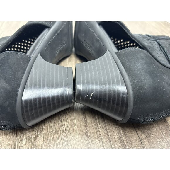 Earth Sandals Intrepid Black Leather Ankle Peep Toe Heels Shoes Womens Size 8.5B - Picture 10 of 13